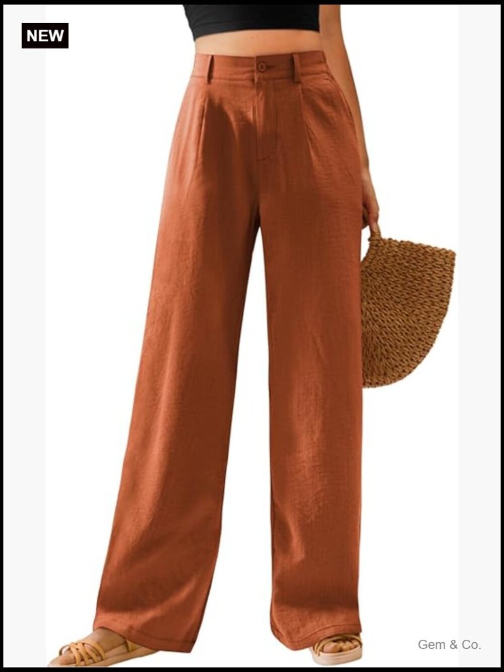 Womens Casual Wide Leg Pants High Waisted Button Down Straight Long Trousers